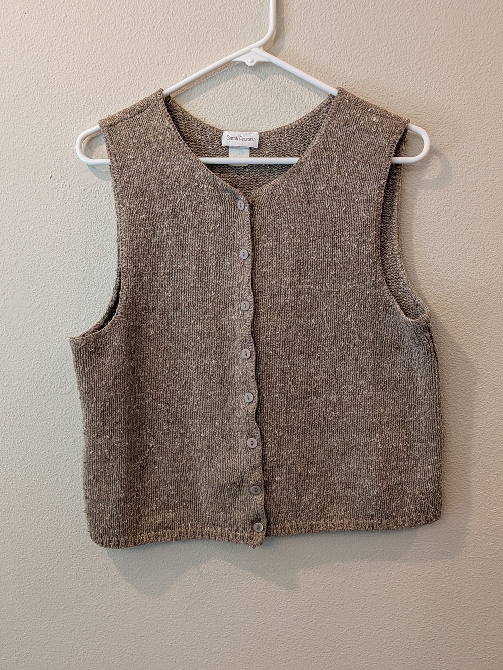 Sarah Arizona Neutral Knit Vest - Heathered Taupe